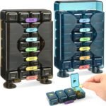 2 Pack Weekly Pill Organizer 4 Times a Day 7-Day Pill Boxes AM PM Large Weekly Medicine Organizer Box with Separate Case Portable Travel Pill Container for Vitamin Fish Oils Supplements(Blue+Brown) - Image 2
