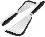 2 Pcs Fish Spatulas For Nonstick Cookware, Silicone fish turner spatula for Cooking Fried Egg Burger Steak (Black) - Image 2