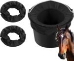 2 Pcs Horse Bucket Cover Splash Proof Rim Bucket Rim for Horse 5 Gallon Water Cover Bucket Top, Black, 15.75 Inch - Image 2
