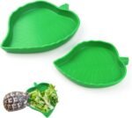 2 Pcs Leaf Reptile Food Water Bowl Plate Dish for Tortoise, Lizards, Young Bearded Dragons, Small Snakes, 2 Sizes - Image 2