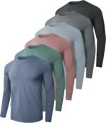 2/6 Pack Men's Long Sleeves Dry Fit Shirts, UPF 50+ Rash Guard Swim SPF Fishing UV Sun Protection Shirts - Image 2