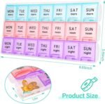 2Pcs Large Weekly Pill Organizer 3 Times A Day,Travel Pill Cases Moisture-Proof 7 Day Pill Box, Portable for Pills Vitamin Fish Oil Supplements（Purple） - Image 2