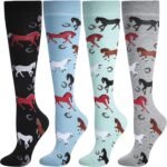 4 Pairs Funny Animal Knee Socks Novelty Animal Lovers Gifts Warm Horse Sloth Chicken Stockings for Women Men Girls (Cool Horse) - Image 2