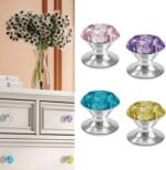 4 Pcs Self-Adhesive Crystal Knobs Self Stick Diamond Colorful K9 Crystal Pulls Mirror Doors Knobs Drill Free Dresser Knobs for Medicine Cabinet Glass Sliding Doors Fish Tank Lid Terrarium - Image 2