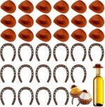 40Pcs Lucky Horseshoe Decoration and Mini Cowboy Hats for Western Cowboy Themed Horse Shoes - Image 2