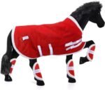 6 Pcs Christmas Horse Toy Accessories Include Horse Tack Blanket Horse Toy Bridle Model Horse Leg Wraps, Red and White - Image 2