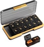 AM PM Pill Organizer 2 Times A Day, 7 Day Pill Box Weekly Pill Organizer Travel with Separate Container, Portable Daily Medicine Planner Dispenser Case for Vitamin, Fish Oils, Supplements（Black） - Image 2