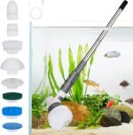 AQQA 8-in-1 Aquarium Cleaning Kit Electric Spin Scrubber Glass Cleaner Cordless Rechargeable IPX9 Waterproof Handheld Fish Tank Cleaning Brush Algae Scrapers Cleaning Tools - Image 2
