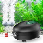 AQQA Aquarium Air Pump Whisper Aerator Pump Powerful Fish Tank Air Pump Dual Outlets Oxygen Pump Adjustable Airflow Bubblers with Air Stone Tubes Check Valves (8W for Up to 160Gal Tank) - Image 2