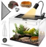 AZV Habitat Terrarium Enclosure, Small Reptile Tank with Bearded Dragon Hammock, Heat Lamp, Hide Cave for Small Reptiles, Amphibians, Lizard, Mantis, Spider, Geckos, Snake, Turtle, Frog, Chameleons - Image 2