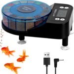 Automatic Aquarium Fish Feeder Moisture Proof Precision Fish Tank Food Dispenser with Timer Feeding Vacation Feeder, USB Rechargeable, LCD Display for Vacation Weekend Holiday(Blue) - Image 2