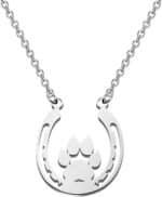 BEKECH Pet Lovers Gift Paw Horseshoe Pendent Necklace Dog Paw Good Luck Charm Horse Shoe Charm Jewelry Gift for Women Girls - Image 2