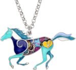 BONSNY Enamel Running Horse Necklace Pendant Chain Zinc Alloy Animals Lovers Gifts for Girls - Image 2