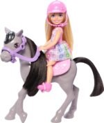 Barbie Chelsea Doll & Toy Horse Set, Includes Helmet Accessory & Saddle, Doll Bends at Knees to “Ride” Gray Pony - Image 2