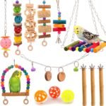 Bird Perch Parakeet Toys 14 PCS Natural Wood Toys, Bird Cage Accessories Parrot Hanging Cage Toy for Small Bird Conure Cockatiel Lovebird Budgie - Image 2