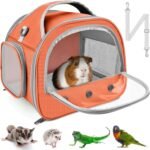 Bissap Bearded Dragon Travel Carrier, Portable Guinea Pig Carrier Bag Tortoise Carrier Pouch for Bunny Hamster Chinchilla Hedgehog Lizard Bird Outgoing Reptile Travel Carrying Case - Orange - Image 2
