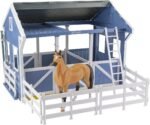 Breyer Horses Freedom Series Deluxe Country Stable & Wash Stall with Freedom Series Horse | 6 Piece Barn Playset Toy | 1:12 Scale Figurine | Model #61149 , Blue - Image 2