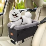 BurgeonNest Dog Car Seat for Small Dog, Center Console Dog Booster Seat with Metal Frame, Upgraded Pet Car Seat with Double Protection Seat Belts, Washable Cushion, Safety Leash and Storage Pocket - Image 2