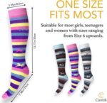 Cantik Horse Socks - 3 Pairs Knee High Socks For Girls - Perfect Horse Gifts for Girls & Women - Equestrian Riding Socks/Cowboy Boot Socks With 5 Hair Ties - Cute Long Socks & Gift For Horse Lovers - Image 2