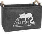 Cat Toy Box, Cat Toy Storage Basket with Handles, Felt Pet Toy Basket Pet Supplies Storage Bin, Perfect for Organizing Cat Toys and Accessories - Image 2