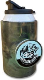 Chill-N-Reel Fishing Can Cooler (from Shark Tank) | Hard Shell Drink Holder with Hand Line Reel Attached | Fits Any Standard Insulator Sleeve or Coozie | Unique Fun Fishing Gift (Camo & Spill Guard) - Image 2
