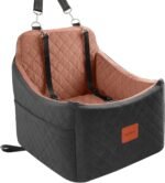 Dog Booster Car Seat for Dogs Up to 35lbs, Safety Pet Car Seats with Seatbelt Channel,Ultra Soft Fabric with Memory Foam Puppy Car Seat,Washable and Detachable(Black/Brown, Medium) - Image 2