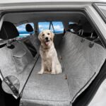 Dog Car Seat Cover for Pets, 100% Waterproof Seat Cover Hammock, 900D Heavy Duty Scratch Proof Nonslip Back Seat Covers for Cars Trucks and SUVs with Mesh Window,Storage Pocket, Gray - Image 2