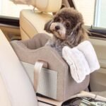 Dog Car Seat for Small Dog Center Console Seat Pet Booster Seat for Car Puppy Car Seat for Small Dogs(Champagne+Khaki) - Image 2