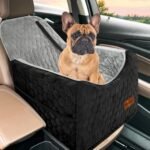 Dog Car Seat for Small Dogs, Memory Foam Dog Booster Seat, Elevated Pet Car Seat for Dogs up to 35 lbs, Travel Safety Dog Car Bed with Washable Removable Cover, Storage Pockets(GrayBlack) - Image 2