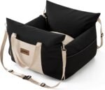 Dog Car Seat for Small Dogs - Waterproof Pet Booster Seat for Car with Clip-On Safety Leash, Soft Travel Carrier for Puppy up to 25 lbs, Memory Foam Filling and 2 Adjustable Buckles, Black - Image 2