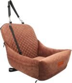 Dog Car Seat,Car Dog Seat for Small Dogs,Dog Booster Car Seat with Seatbelt,Washable Dog Car Travel Bed Easy to Assemble,Comfy Pet Car Seat,Clip-On Safety Leash and Storage Pocket (Brown) - Image 2