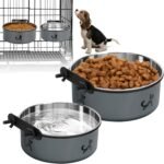 Dog Crate Water Bowl No Spill, 2 Pack Hanging Dog Bowls for Kennel, Kennel Water Bowls Mountable, Dog Food Bowls for Crates, Large Stainless Steel Pet Cage Accessories Feeder Dish for Cat Puppy Bunny - Image 2