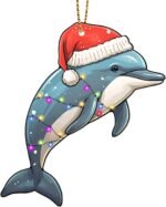Dolphin Ornaments for Christmas Tree, Wooden Dolphin Christmas Ornament, Sea Animal Hanging Ornament, Dolphin Christmas Decor, Dolphin Lover Gifts for Christmas - Image 2
