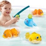 Dwi Dowellin Bath Toys for Toddlers, Magnetic Fishing Games Kids Bathtub Toys, Mold Free Wind-up Toys Swimming Fish Duck Whale Floating Water Toys for Kids Baby Infant - Image 2