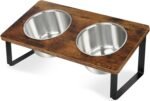 Elevated Dog Bowls for Small Medium Dogs, Wood Raised Dog Bowl Stand with 2 Stainless Steel Deep Bowls, Dog Food and Water Bowls, Anti Vomit, Non-Slip Dogs Feeding Dishes - Image 2