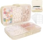 FYY Weekly Pill Organizer with Labels,8 Compartments Travel Daily Pill Case Airtight Moistureproof Large Pill Box to Hold Vitamins, Fish Oil, Supplements,Cotton Swab and Bandages-Beige - Image 2