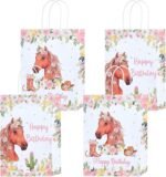 Fangleland 16pcs Horse Gift Bags For Party Favors, Pink Cowgirl Candy Bags for Horse Theme Party Decorations, Western Girl Paper Treat Bags for Birthday, Wedding Bridal Shower Party Supplies - Image 2