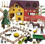 Farm Animals Figurines Toys -140 pcs Toy Set Barn Toy Horse Stable Tractor Trailer Windmill Farmer Fence Playset for Kids Toddlers Boy Girl 3-7 Years Old - Image 2