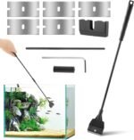 Fish Tank Scraper, Length Adjustable Aquarium Cleaning Tool 21" Handheld Scraper Brushes Set Fish Tank Cleaner Kit for Glass Aquarium(Black) - Image 2