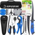 Fishing Tool Kit, 50 Pieces Fishing Gear, Fishing Pliers with Lanyard, Fillet Knife, Fish Lip Gripper, Fly Ice Fishing Hook Extractor, Anti-Cutting Gloves, Fishing Lures Baits Accessories - Image 2