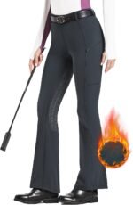 FitsT4 Sports Women's Fleece Lined Bootcut Horse Riding Pants Winter Full Seat Riding Tights with Pockets Equestrian Breeches - Image 2