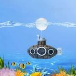 Floating Fish Tank Decoration, Aquarium Air Pump Decorations Little Cute Retro Submarine Aquarium Decoration with Float Balls for Aquarium and Retro Old Submarine Wreck Ornament - Image 2
