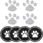 GES Car Cup Holder Coasters, Bling Paw Cup Coaster Car Interior Accessories 4 Set 2.75 Inch Anti Slip Dog Paw Car Coasters with Crystal Paw Stickers - Image 2
