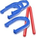 Gamie Horseshoes Tossing Game - Set Includes 4 Horse Shoes and 2 Stakes - Durable Plastic - Outdoor Activities for Family, Kids and Adults - Fun Activity for Party, Camping, Yard, Lawn - Image 2