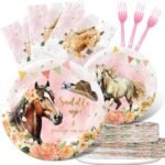 Girl Horse Party Decorations Set - Fun Horse Party Plates, Napkins, and Forks for an Exciting Celebration - Disposable Horse-Themed Party Supplies for Birthdays and Events - Image 2