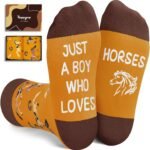 HAPPYPOP Funny Horse Gifts for Boys - Brown Horse Gifts for Horse Lovers Equestrian Gifts, Horse Socks For Kids 7-9 Years Old - Image 2