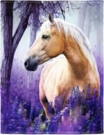 HommomH 60"x80" Horse Blanket with Purple Lavender, Super Soft Fleece Throw Blankets for Girls - Image 2