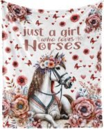 Horse Blanket, 50" x 40" Flannel Cute Horses Themed Stuffed Animal Colorful Throw, Soft Nap Throw Blanket for Home Boys Girls Women Horse Lovers - Image 2