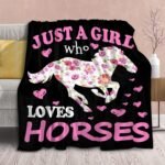 Horse Blanket Gift for Girls Women Plush-Just A Girl Who Loves Horses Comfy Throws Cowboy Western Lightweight Sheet Pony Bedding Quilt Soft Flannel Blankets for Couch Travel-50x60 Inches - Image 2
