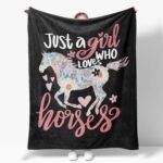 Horse Blanket Gifts for Women, Floral Horse Throw Blanket, Just A Girl Who Loves Horses, Western Cowgirl Cozy Fluffy Flannel Blanket, Horse Lovers Decor Blanket 50x60 Inches - Image 2